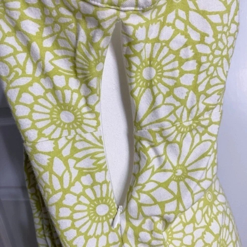 Madison Greenish-Yellow Floral Cotton V-Neck‎ Tank Midi Dress
